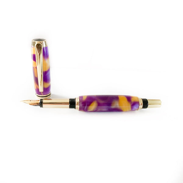 Handmade 24K Fountain Pen in Wine Groove