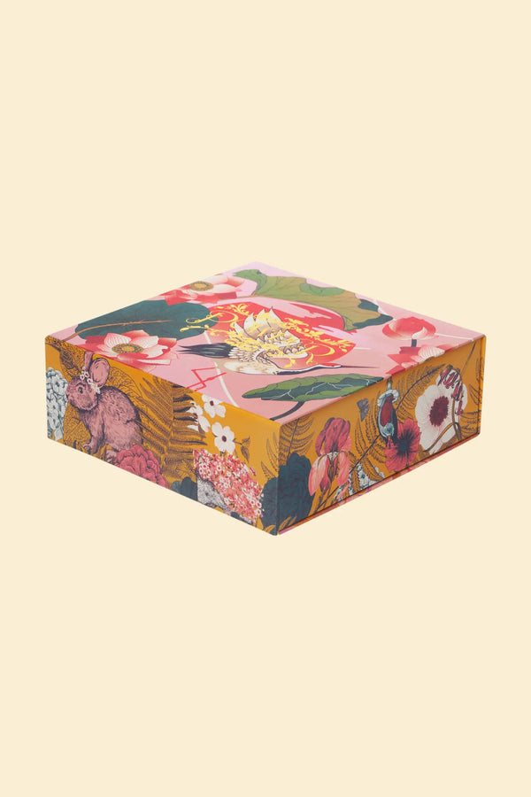 Tasseled Crane at Sunrise in Petal | 100% Silk Scarf