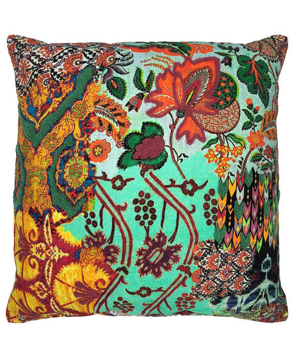 Victorian Floral 20X20 Embroidered Throw Pillow