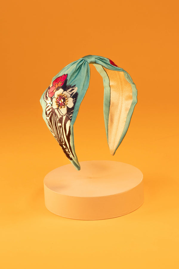 Embroidered Headband | Floral Zebra