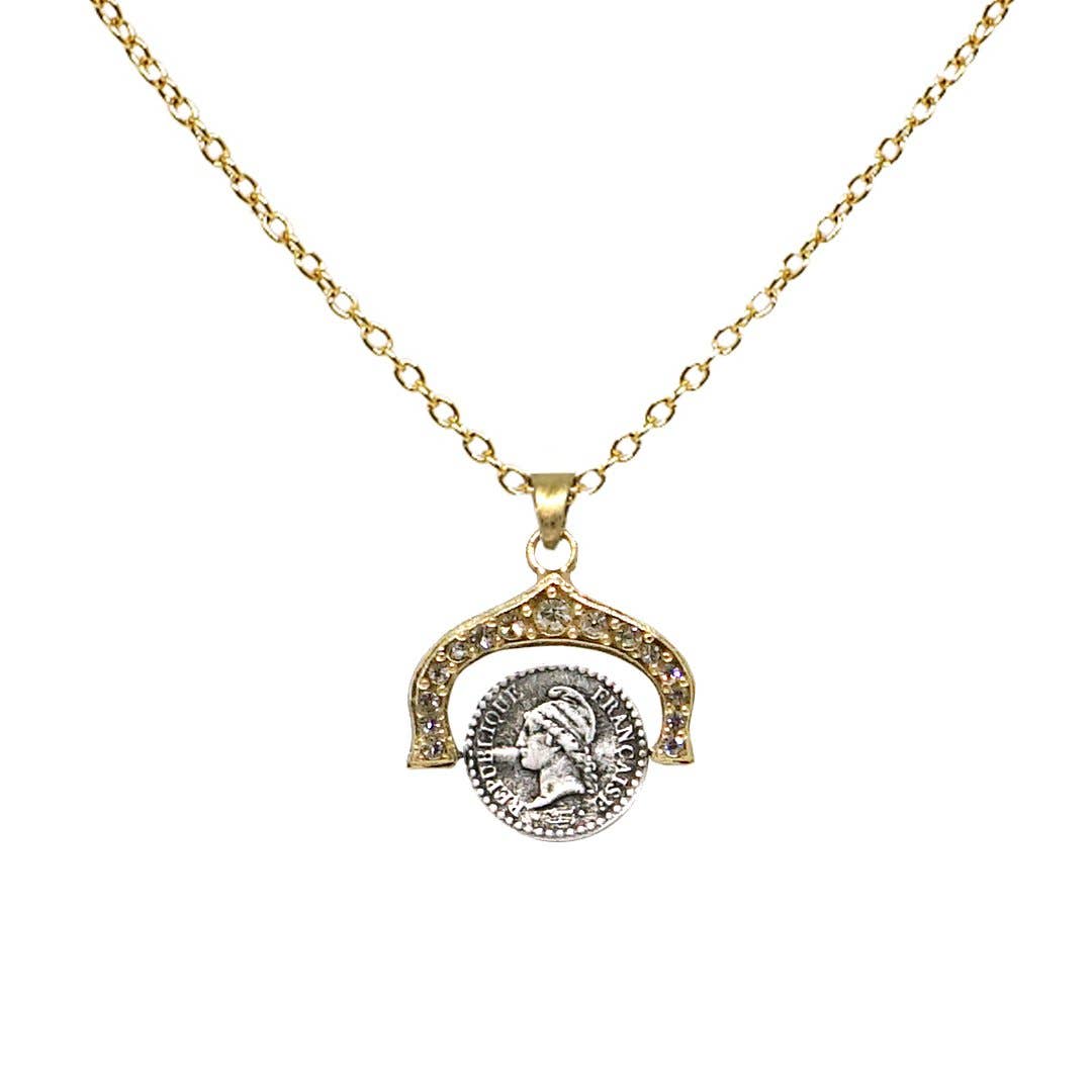Vintage Silver Dupré Spinner Frame Necklace