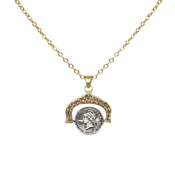 Vintage Silver Dupré Spinner Frame Necklace