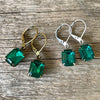 Emerald Vintage Rhinestone Earrings