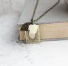 Cream Rose Book Locket Necklace