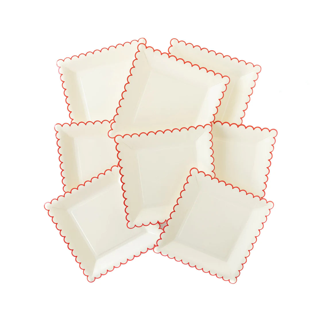 Believe White/Red Scallop 7