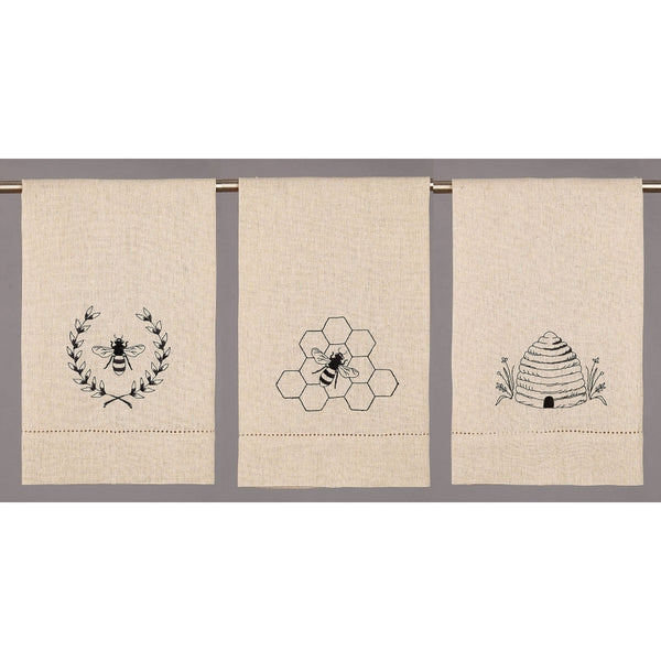 Embroidered Tea Towels | Honeycomb Hive {Set of 3}