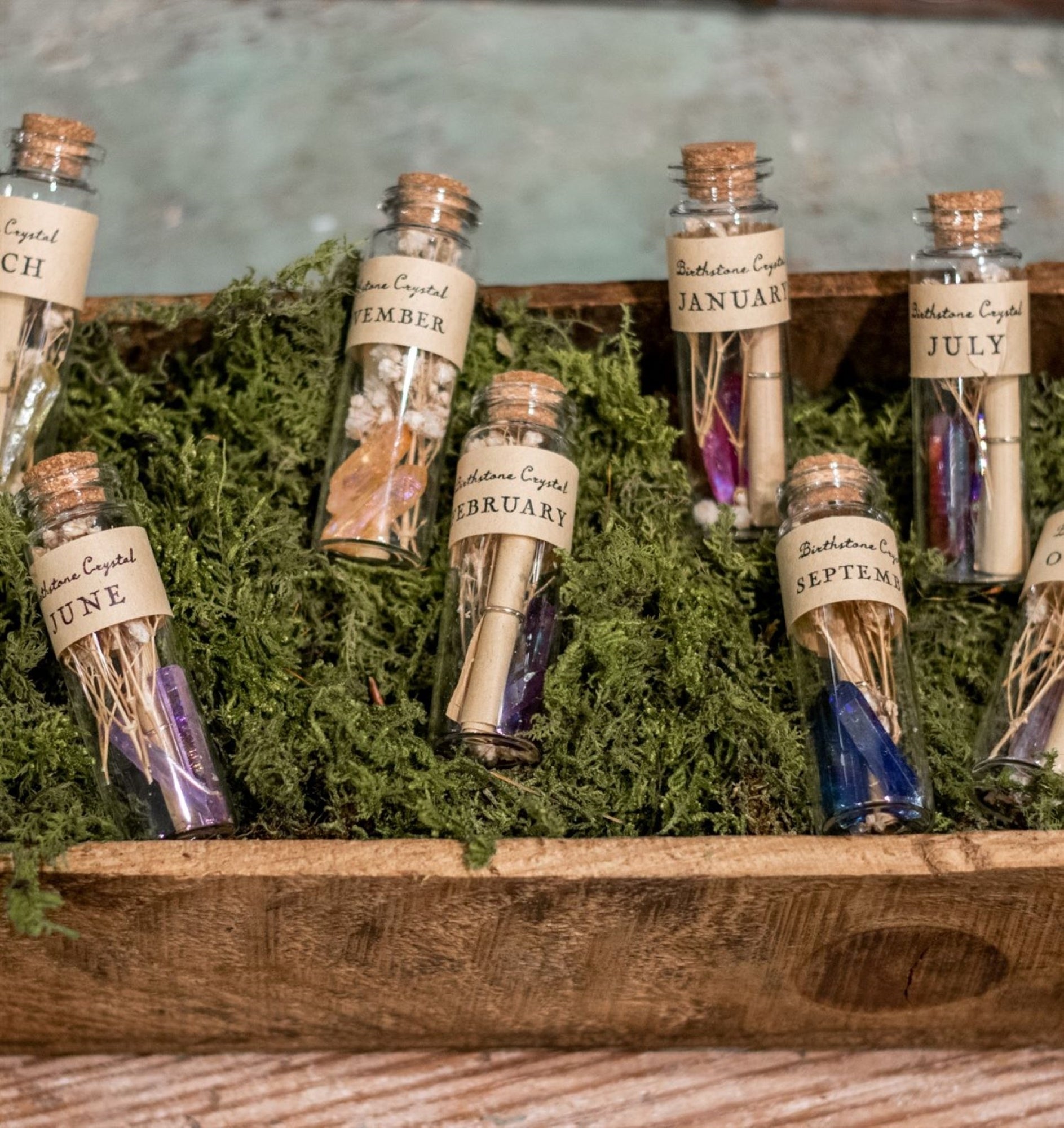 Bouteilles de souhaits en cristal de pierre de naissance