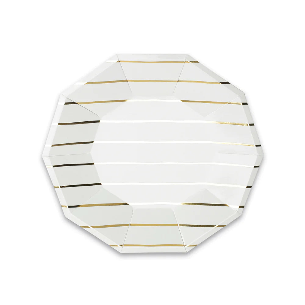 Petites assiettes rayées Frenchie dorées