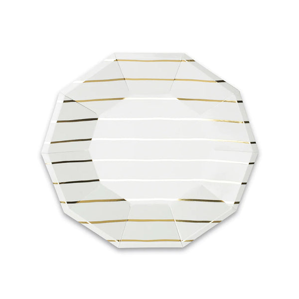 Petites assiettes rayées Frenchie dorées