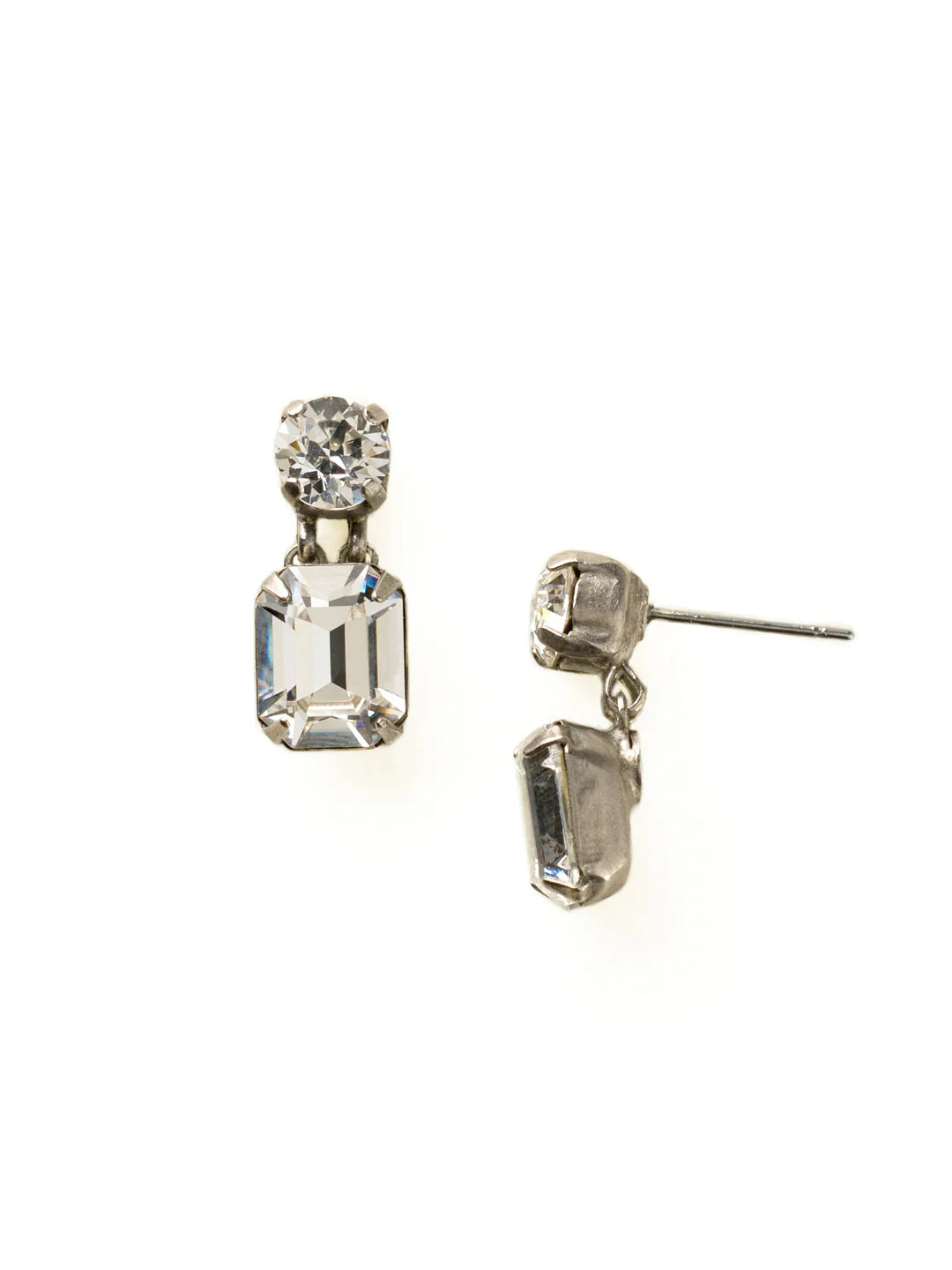 Octagon & Round Stud Earrings | Crystal Collection
