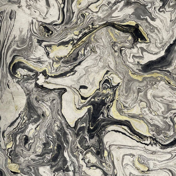 Papier fait main | Multi-Marbre | Or et noir sur crème {20" x 30"}