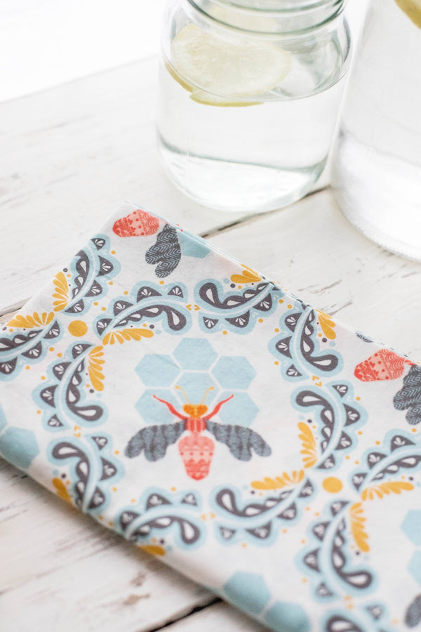 Serviettes en tissu | Abeille à miel {Ensemble de 4}