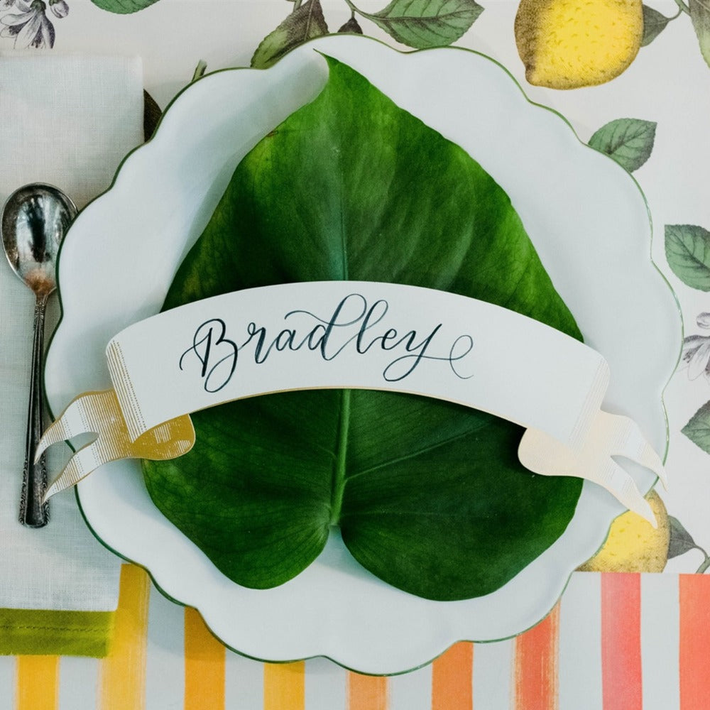Décoration de table bannière dorée classique {pack de 12}