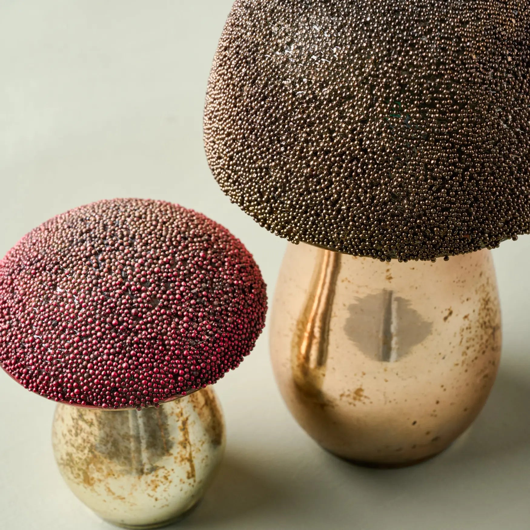 Champignons en verre de mercure perlés {plusieurs couleurs}