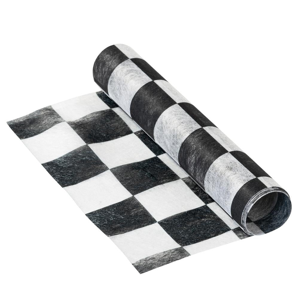 Mélangez et assortissez le chemin de table en tissu | Damier noir et blanc