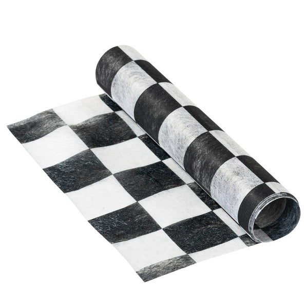 Mélangez et assortissez le chemin de table en tissu | Damier noir et blanc