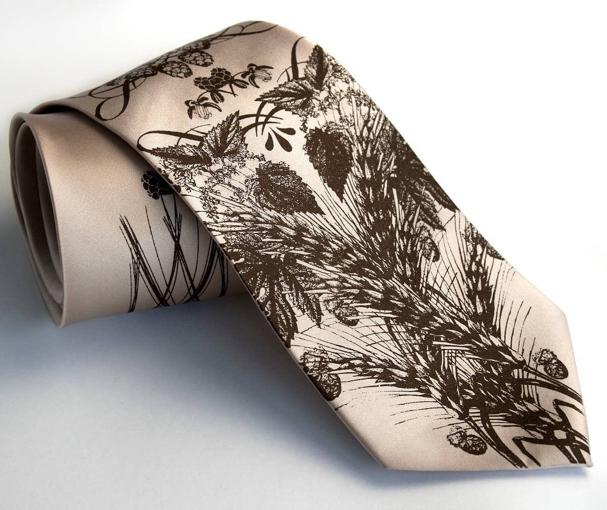 Necktie | Hops & Wheat Print | Narrow {Multiple Colors}