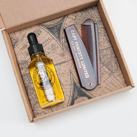 Coffret cadeau huile à barbe et peigne de poche