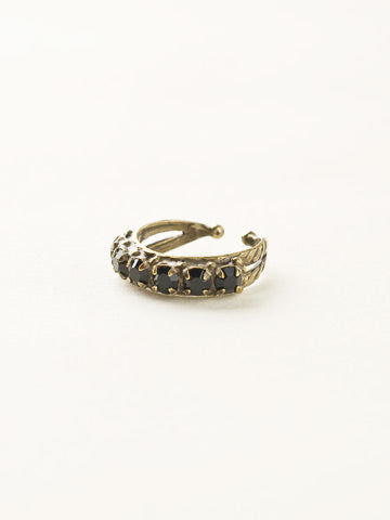 Slim Crystal Ring | Black Fringe