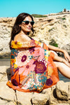 Scarf | Modern Floral Print | Tangerine