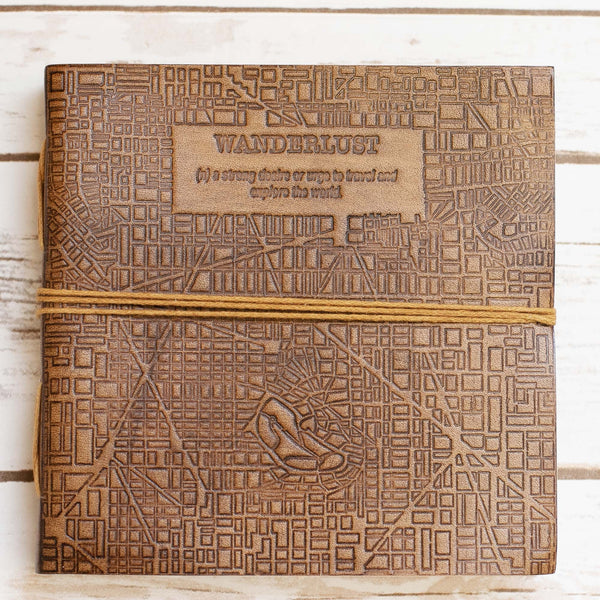 Handmade Leather Art Journal {7x7} | Wanderlust