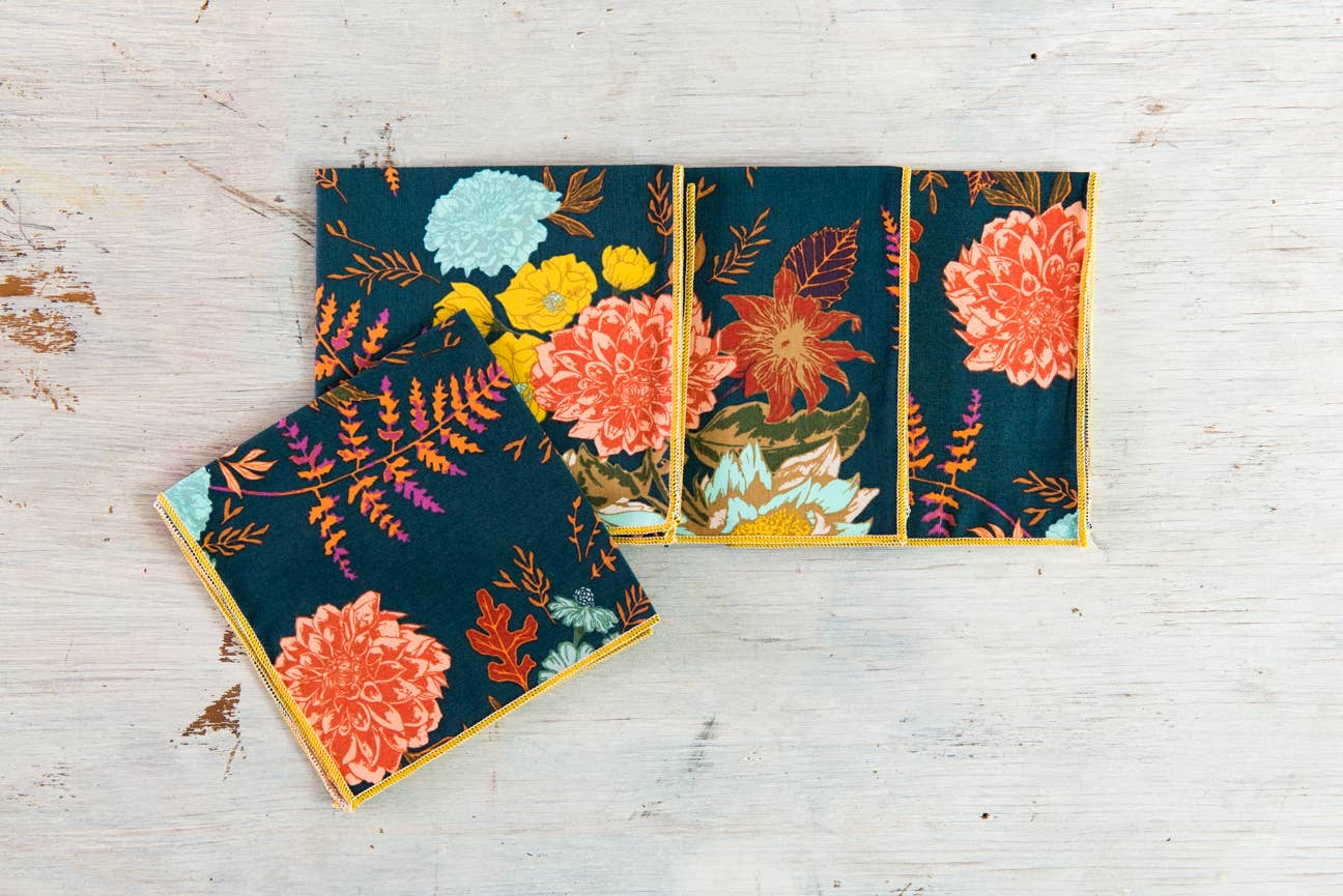 Serviettes en tissu | Floral d’hiver {Ensemble de 4}