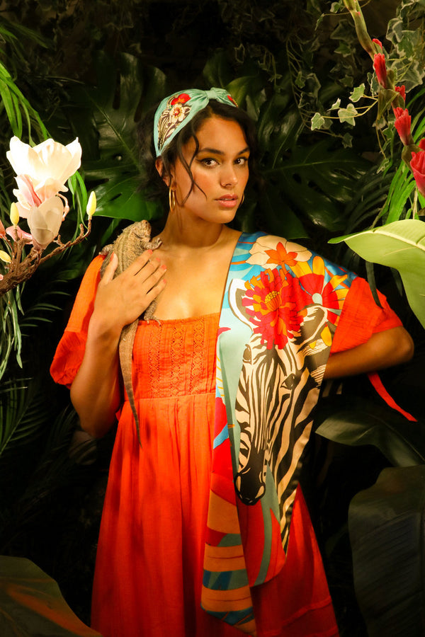 Embroidered Headband | Floral Zebra