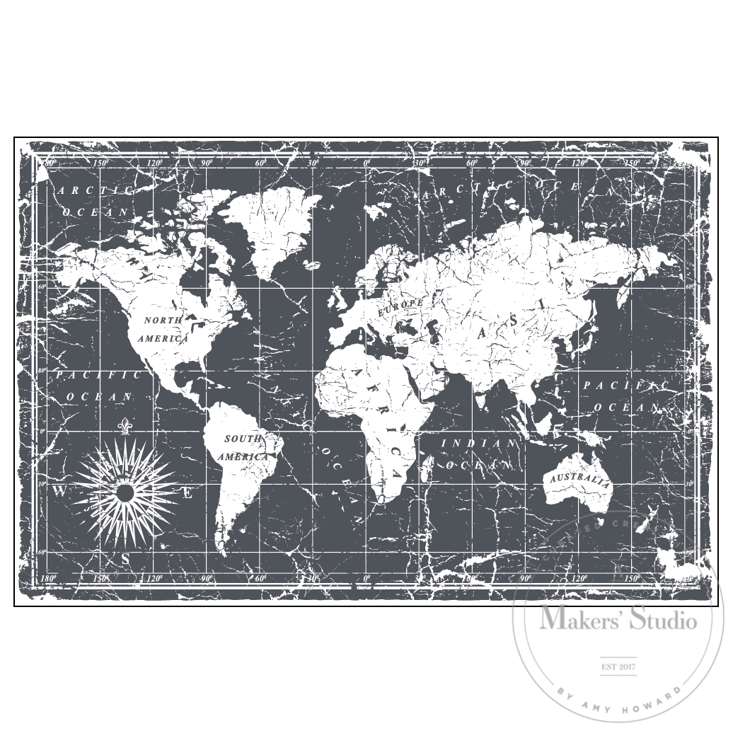 Pochoir en maille | Carte du monde {18