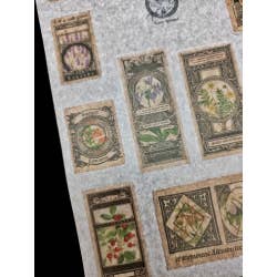 feuille d’autocollants botaniques vintage