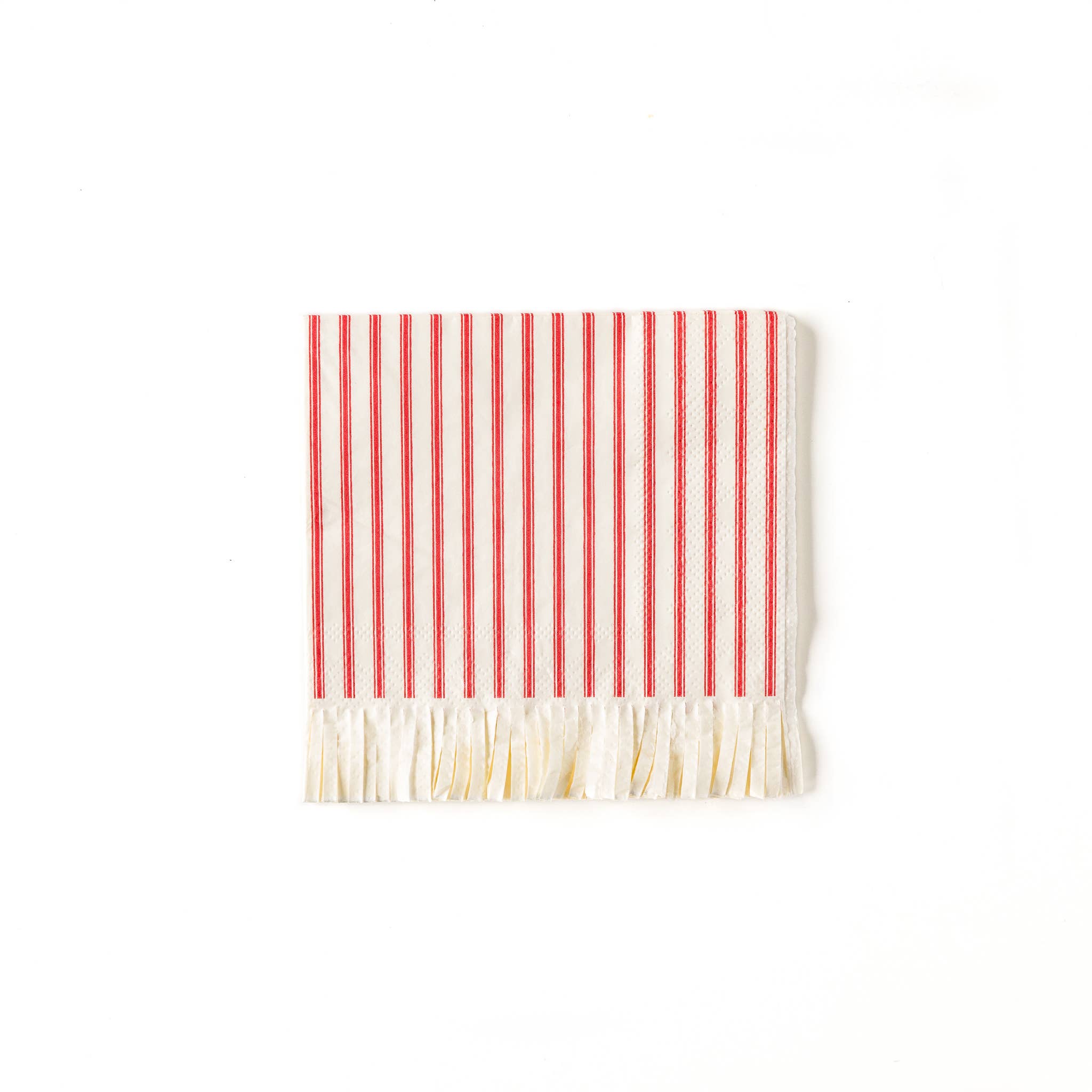 Serviette de cocktail à franges à rayures rouges et blanches