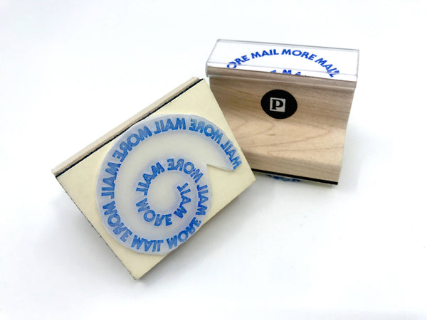 Mail More Mail Spiral Wooden Handle Rubber Stamp