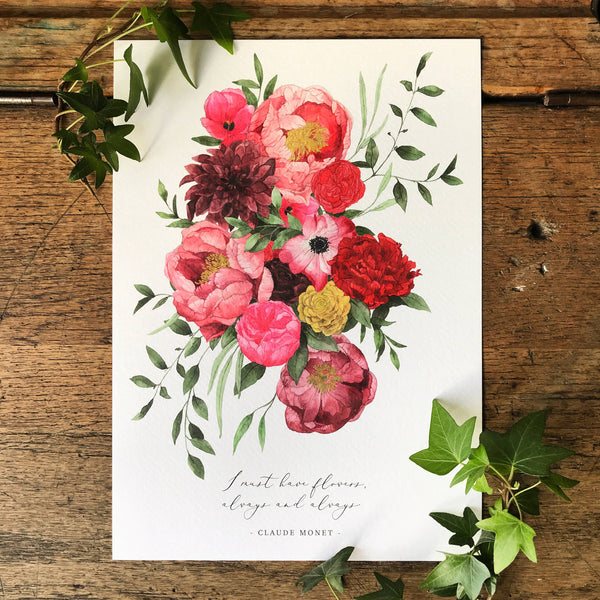 Je dois avoir des fleurs. Aquarelle Impression artistique