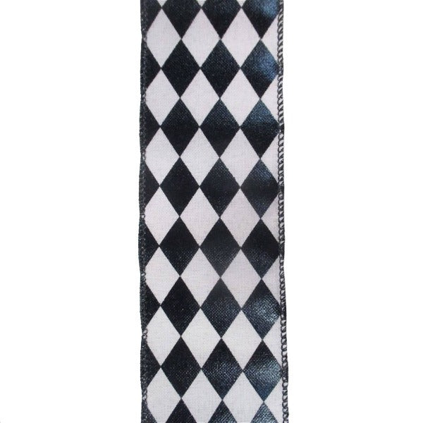 /VÉRIFIER LE STOCK/ Ruban filaire à carreaux diamant noir et blanc