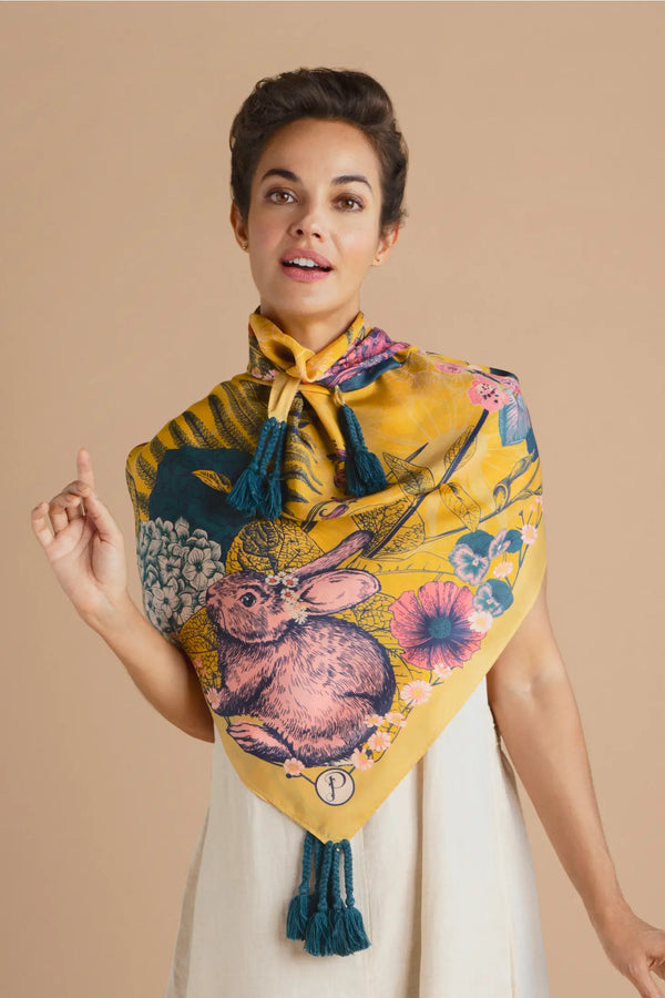 Tasseled Summer Woodland Scarf | 100% Silk