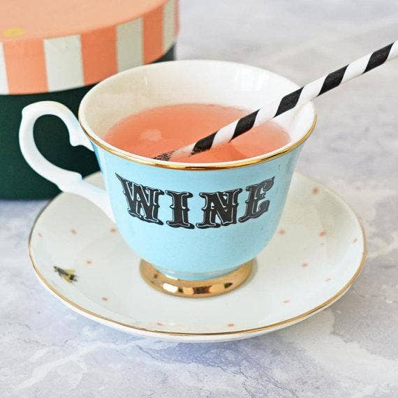 Yvonne Ellen Wine Teacup & Saucer