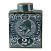 Large Postage Stamp Decorative Ginger Jar | Teal Green