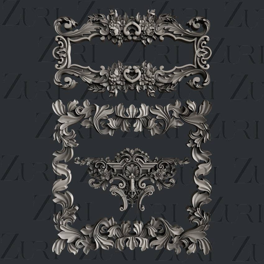 Baroque Frames Set 2 Silicone Mould {clearance}