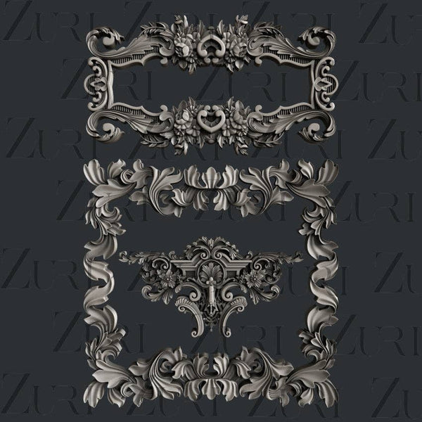 Baroque Frames Set 2 Silicone Mould {clearance}
