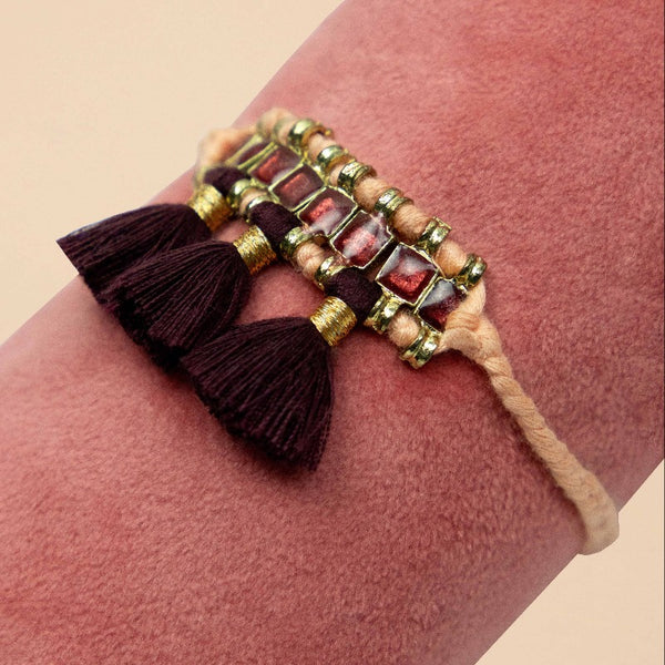 Petal & Plum Tasselled Bracelet {clearance}