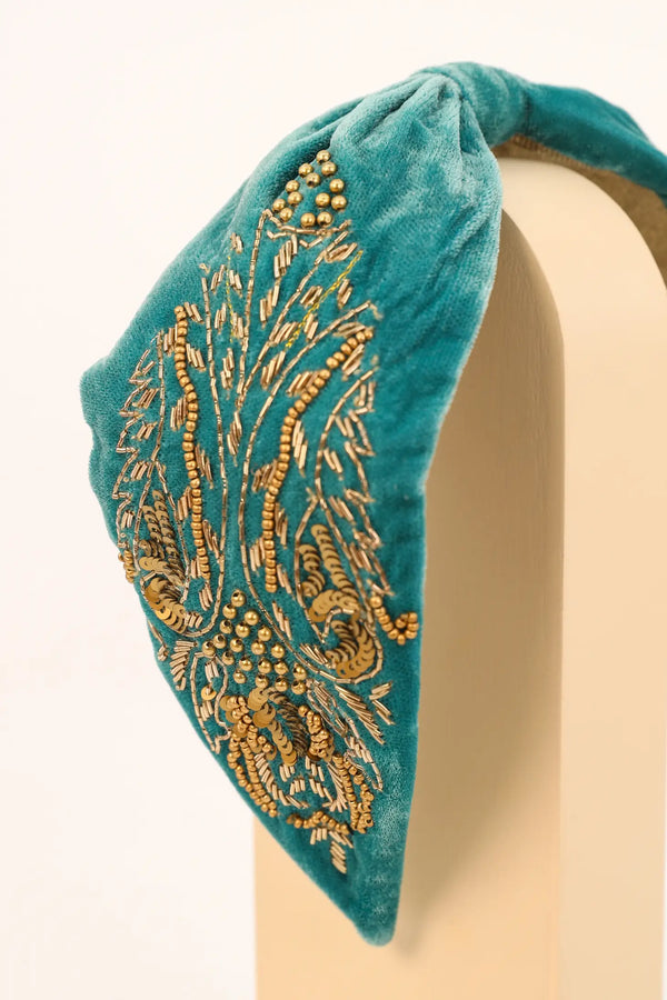 Wide Embellished Velvet Headbands