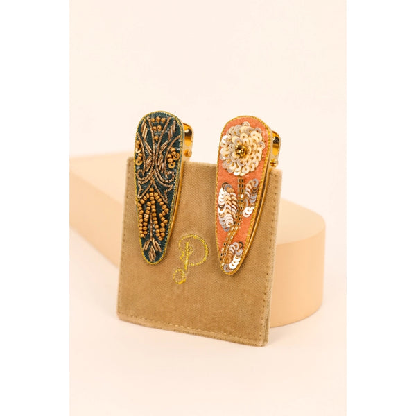 Pinces à cheveux Zinnia ornées de bijoux | Pack de 2 {plusieurs couleurs}