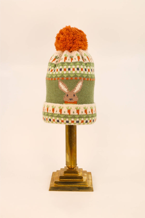 Bonnet et mitaines tricotés pour enfants en forme de lapin et de carottes