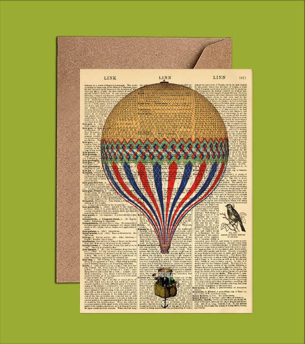Hot Air Balloon Dictionary Art Card