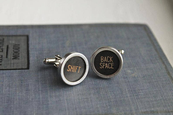 Vintage Typewriter Key Cufflinks | Shift & Backspace