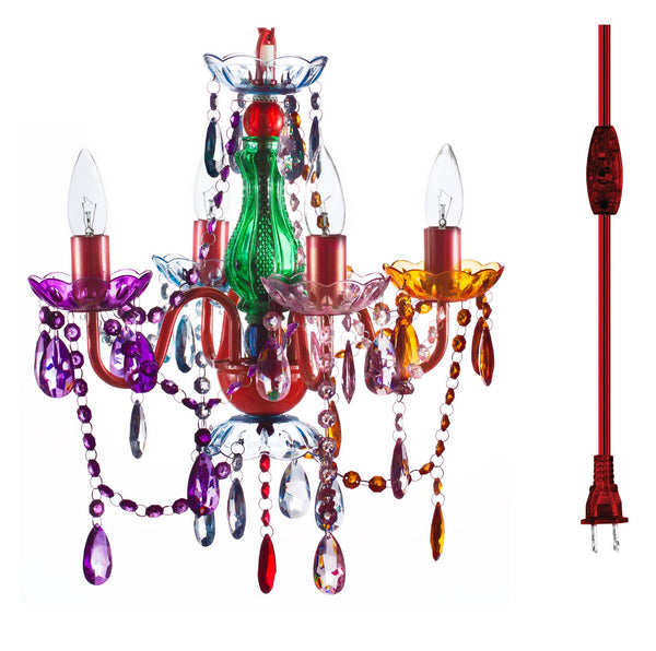 Multi-Colored 4-Light Plug-in Chandelier