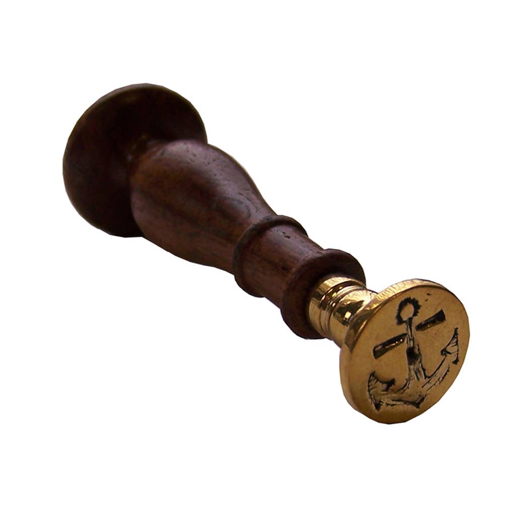 Brass Anchor Seal Stamp with Wooden Handle