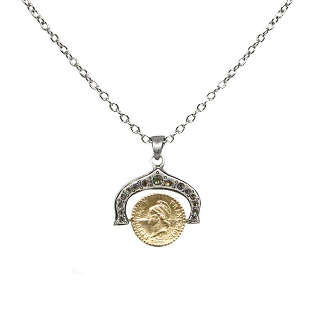 Gold Dupré Spinner Frame Necklace