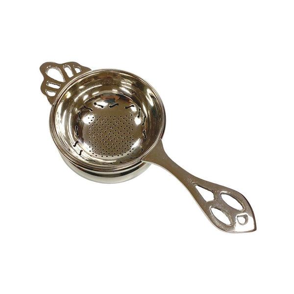 Nickel-Plated Tea Strainer with Catch Bowl