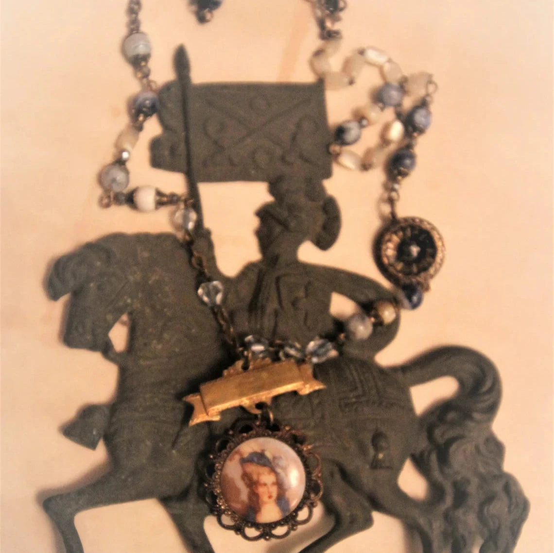 Vintage Portrait Pen Assemblage Necklace {One of a Kind}