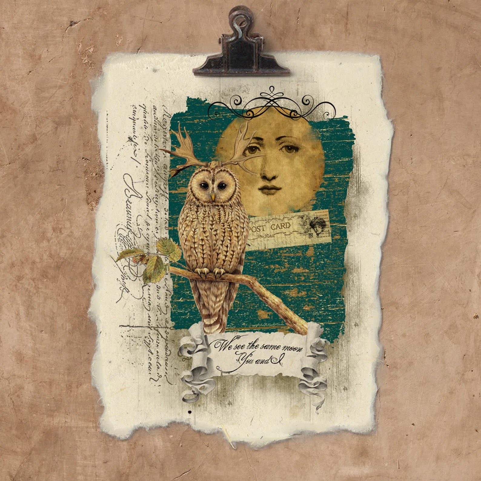The Same Moon | Art Print on Handmade Paper {12x16}
